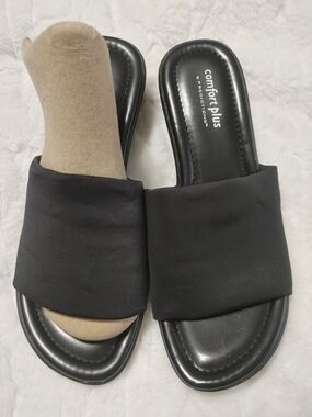 comfort plus by Predictions Black Padded Slide Sandals